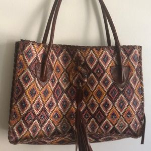 Carla Mancini boho woven shoulder bag purse